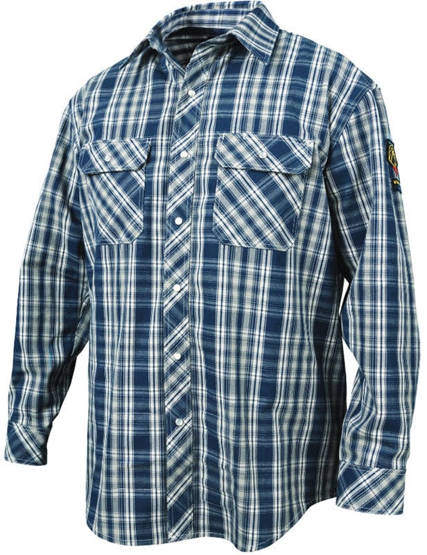 Black Stallion Blue Plaid AR/FR Cotton Work Shirt WF2110-PB Black Stallion Blue Plaid AR/FR Cotton Work Shirt WF2110-PB