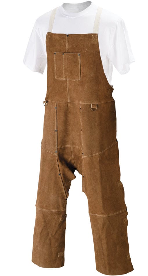 Black Stallion brown leather welding bib overalls