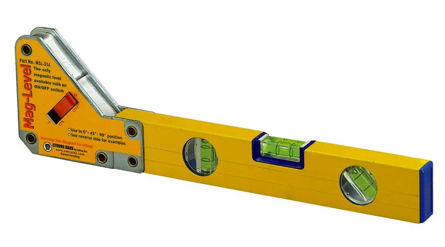 Strong Hand Mag-Level magnetic level with on off switch and three spirit vials
