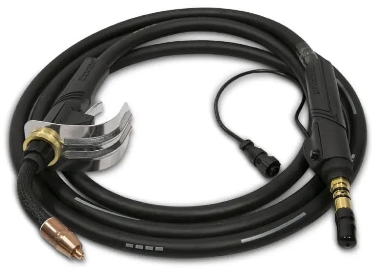 Black welding torch with hose and metal nozzle