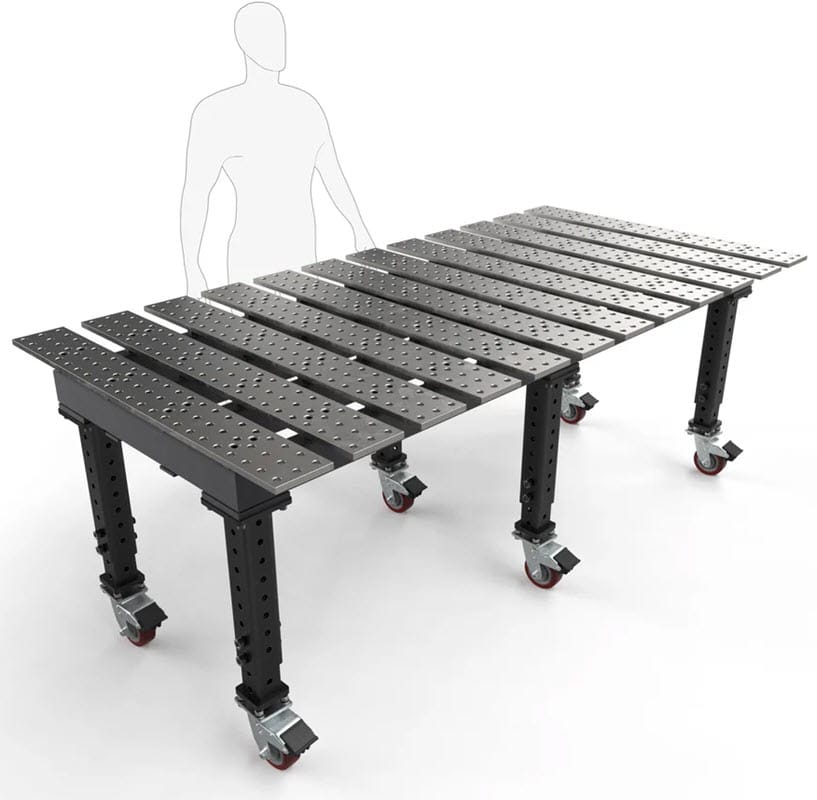 BuildPro Machine Accessories Adjustable 27" - 37" + Casters BUILDPRO MAX Adjustable Leg Slotted Welding Table 8' x 4' (Standard) TMR59446