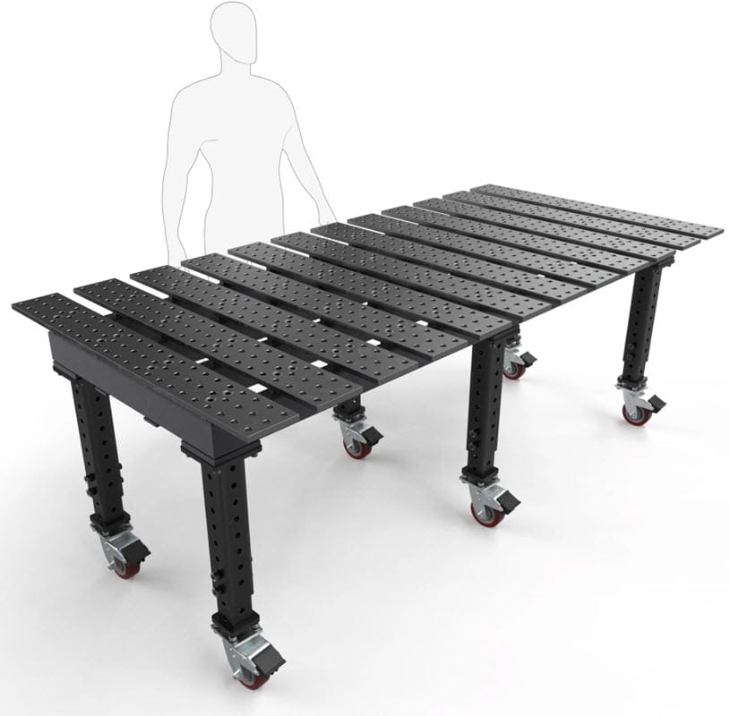 BuildPro Machine Accessories Adjustable 27" - 37" + Casters BUILDPRO MAX Slotted Adjustable Leg Welding Table 8' x 4' (Nitrided) TMQR59446
