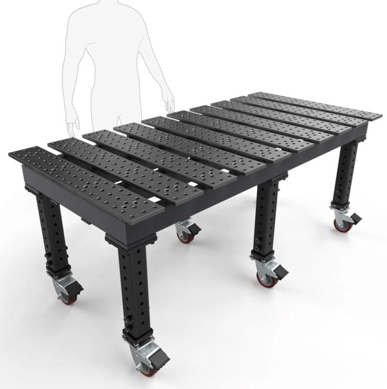 BuildPro Machine Accessories 6.5x3 BUILDPRO MAX Slotted Welding Table 6.5' x 3' (Nitrided) w/Adjustable Legs & Casters TMQRC57838