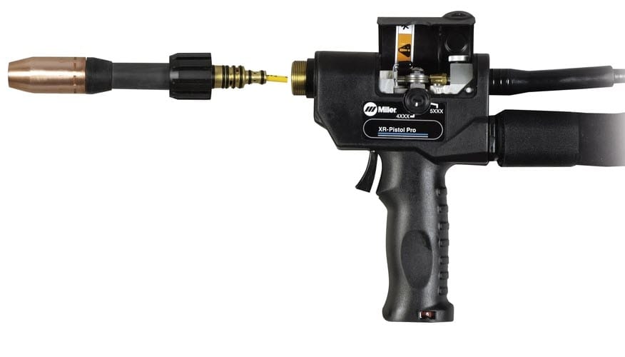 Miller XR-Pistol Pro welding gun with detached nozzle assembly