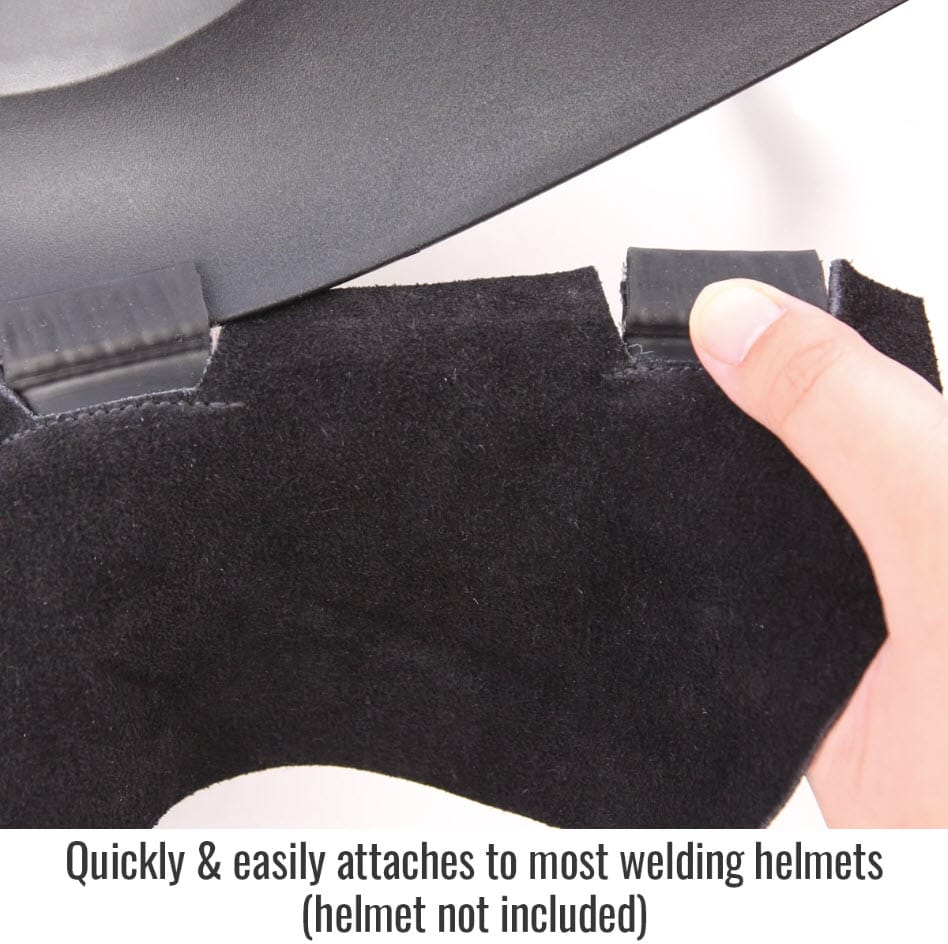 Black Stallion welding helmet bib attaching to a helmet