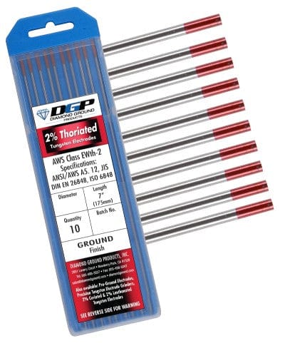 Diamond Ground Filler Metals Diamond Ground 2% Thoriated Tungsten Electrode TH2-1/4