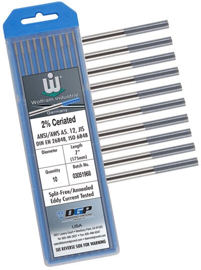 Diamond Ground Filler Metals Wolfram 2% Ceriated Tungsten Electrode CE2-3/32-W