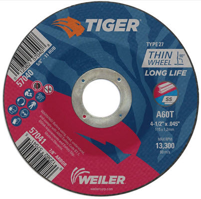 Weiler Tiger Cutting Wheel - 4 1/2" X .045" Type 27 57041