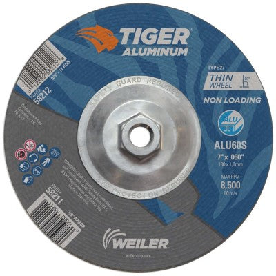 Weiler Tiger Aluminum Cutting Wheel w/Hub- 7"X.060" Type 27 58212