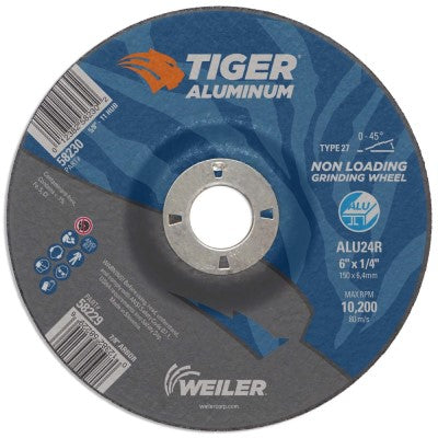 Weiler Tiger Aluminum Grinding Wheel - 6" X 1/4" Type 27 58229