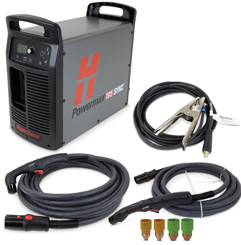 Hypertherm Powermax105 SYNC Plasma Cutter w/75 & 15 Degree Handheld Torches 059634