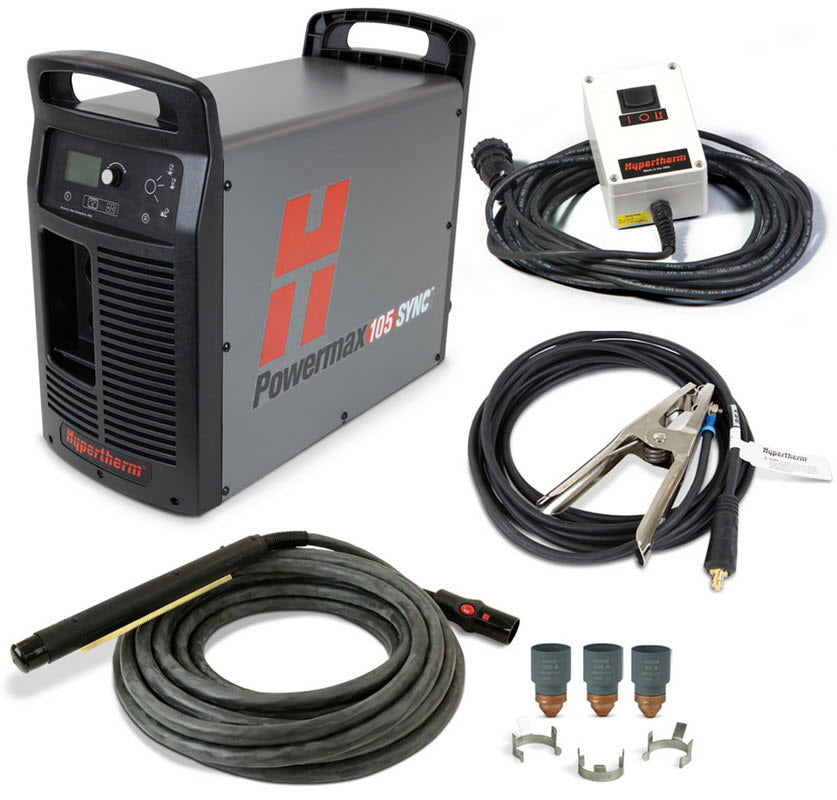 Hypertherm Powermax105 SYNC Plasma Cutter w/CPC, 180 Degree Machine Torch & Remote