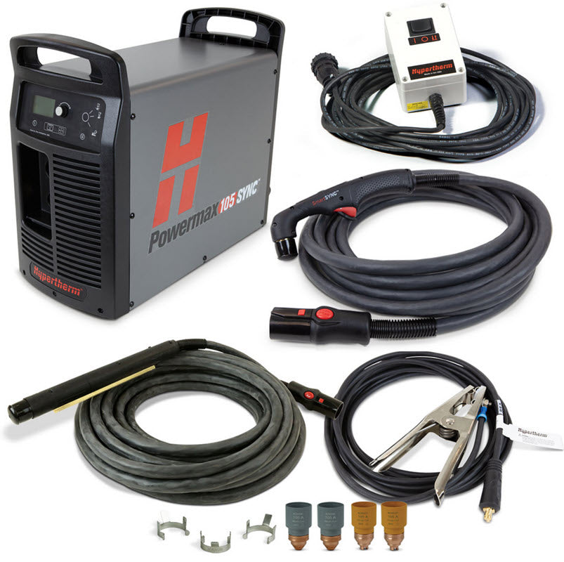 Hypertherm Powermax105 SYNC Plasma Cutter w/CPC, 75 & 180 Degree Torches, & Remote 059687