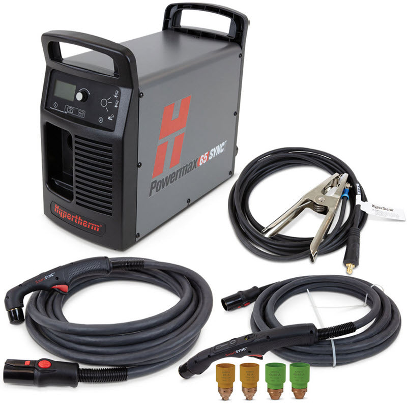 Hypertherm Powermax65 SYNC Plasma Cutter w/75 & 15 Degree Handheld Torches