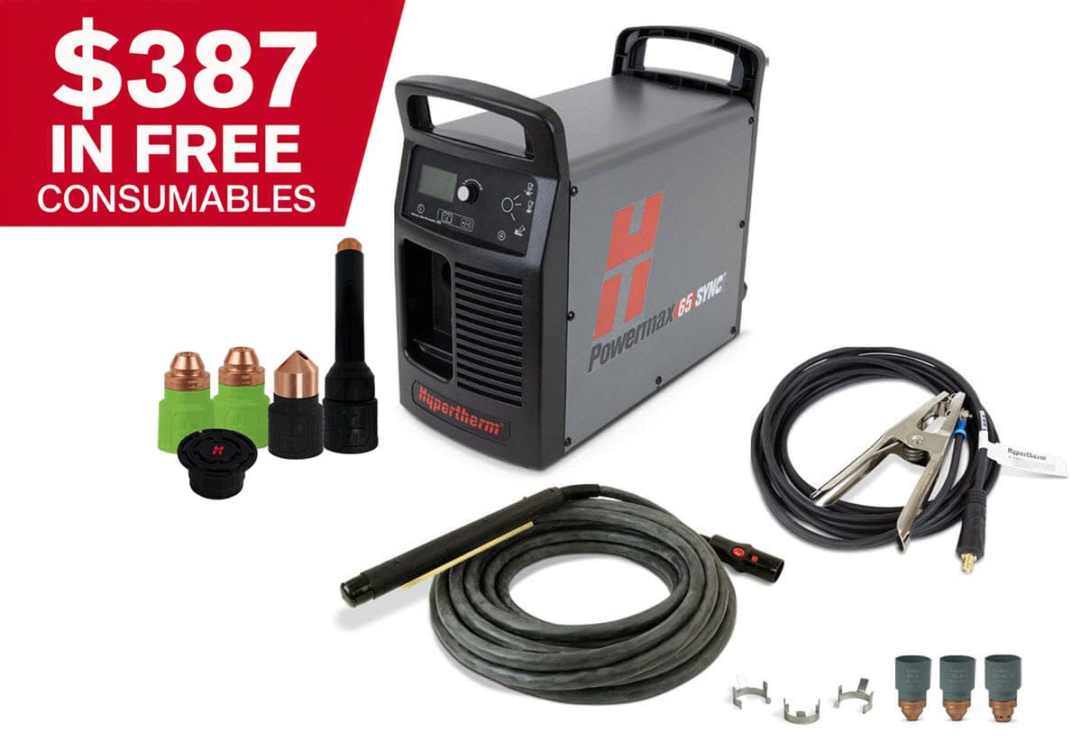 Hypertherm Powermax65 SYNC Plasma Cutter w/CPC & 180 Degree Machine Torch
