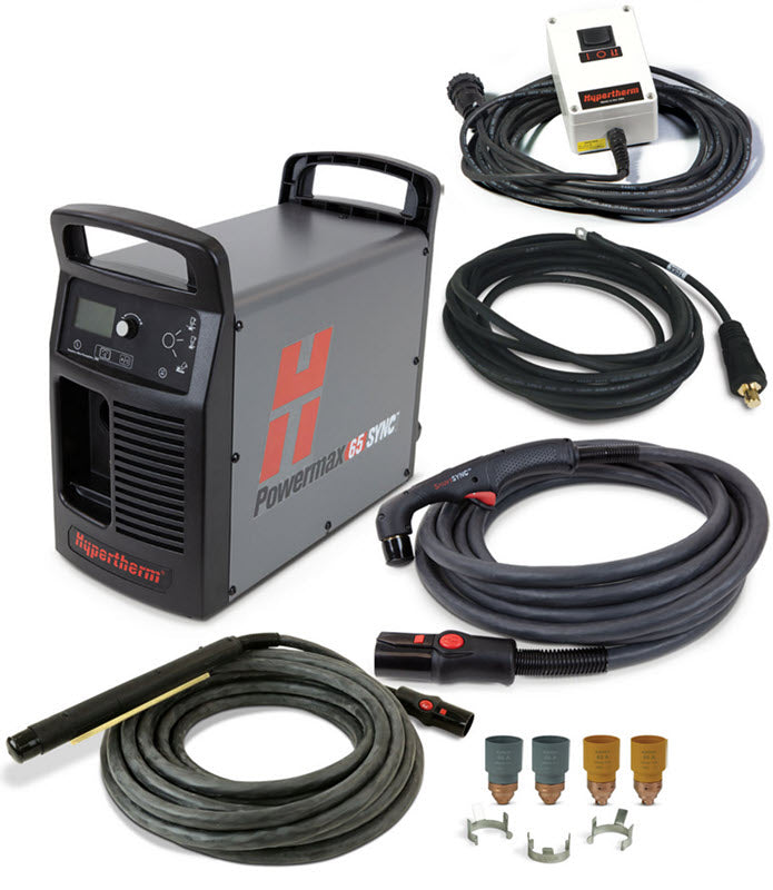 Hypertherm Powermax65 SYNC Plasma Cutter w/CPC, 75 & 180 Degree Torches, & Remote