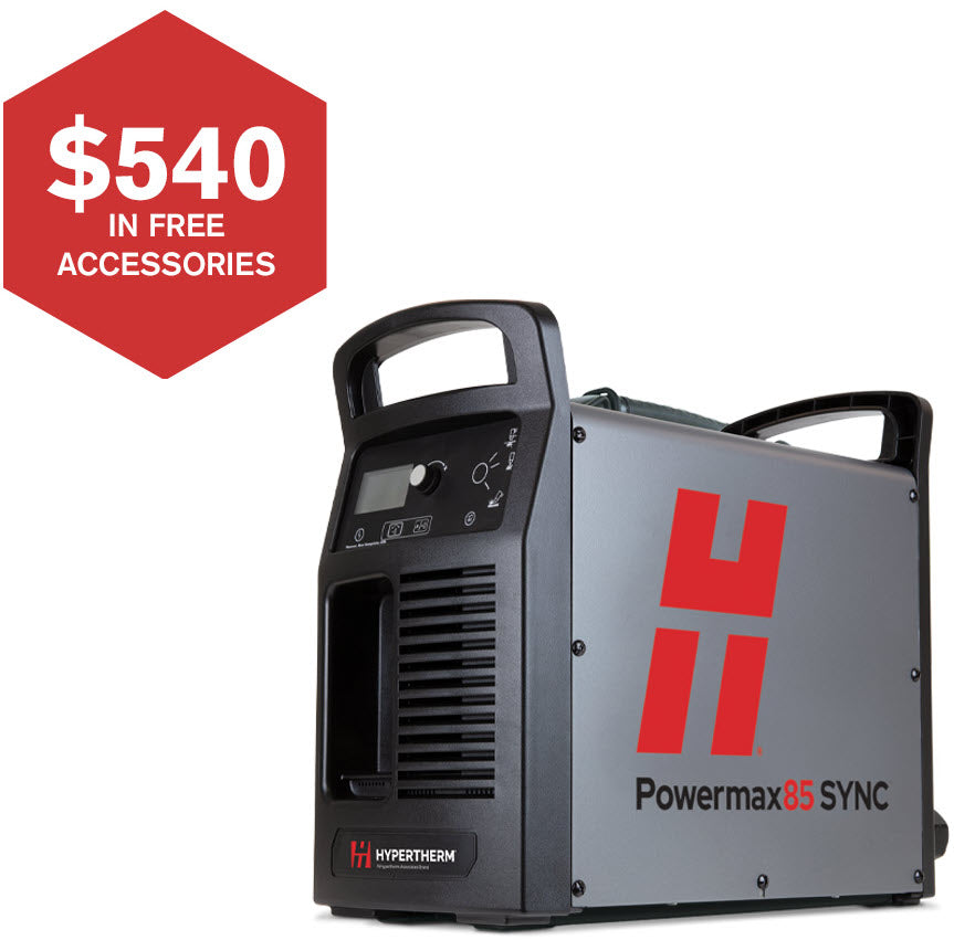 Hypertherm Powermax85 SYNC Plasma Cutter w/CPC, 75 & 180 Degree Torches, & Remote