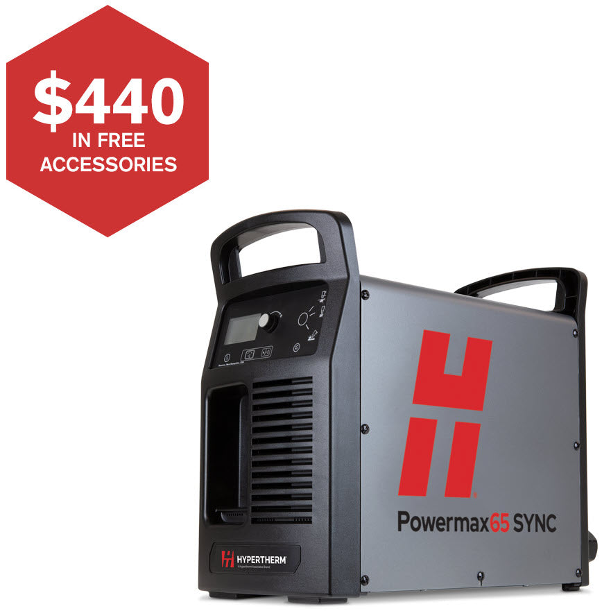 Hypertherm Powermax65 SYNC Plasma Cutter w/75 & 15 Degree Handheld Torches