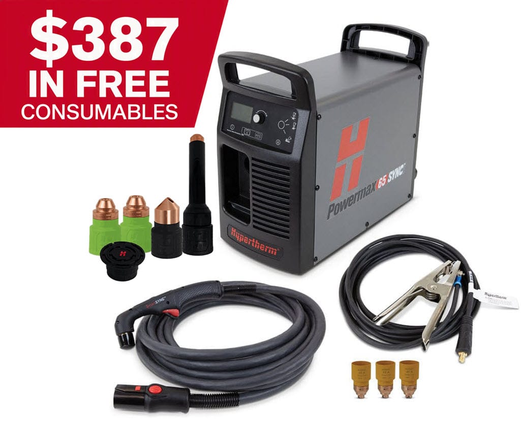 Hypertherm Powermax65 SYNC Plasma Cutter w/CPC & 75 Degree Handheld Torch
