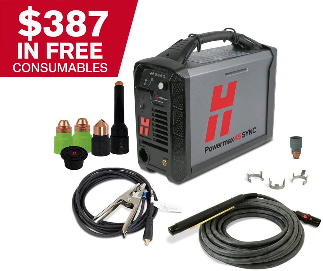 Hypertherm Powermax45 SYNC Plasma Cutter w/CPC & 180 Degree Machine Torch