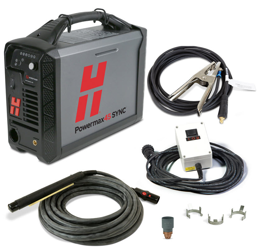 Hypertherm Powermax45 SYNC Plasma Cutter w/CPC, 180 Degree Machine Torch & Remote