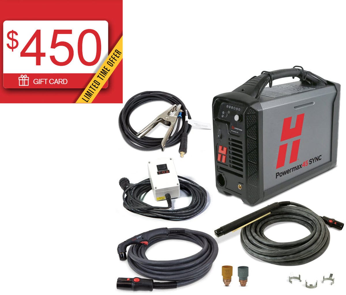 Hypertherm Powermax45 SYNC Plasma Cutter w/CPC, 75 & 180 Degree Torches, & Remote