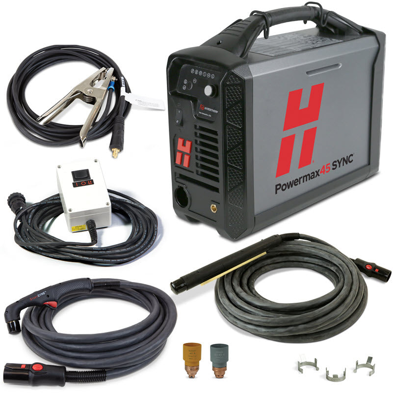 Hypertherm Powermax45 SYNC Plasma Cutter w/CPC, 75 & 180 Degree Torches, & Remote