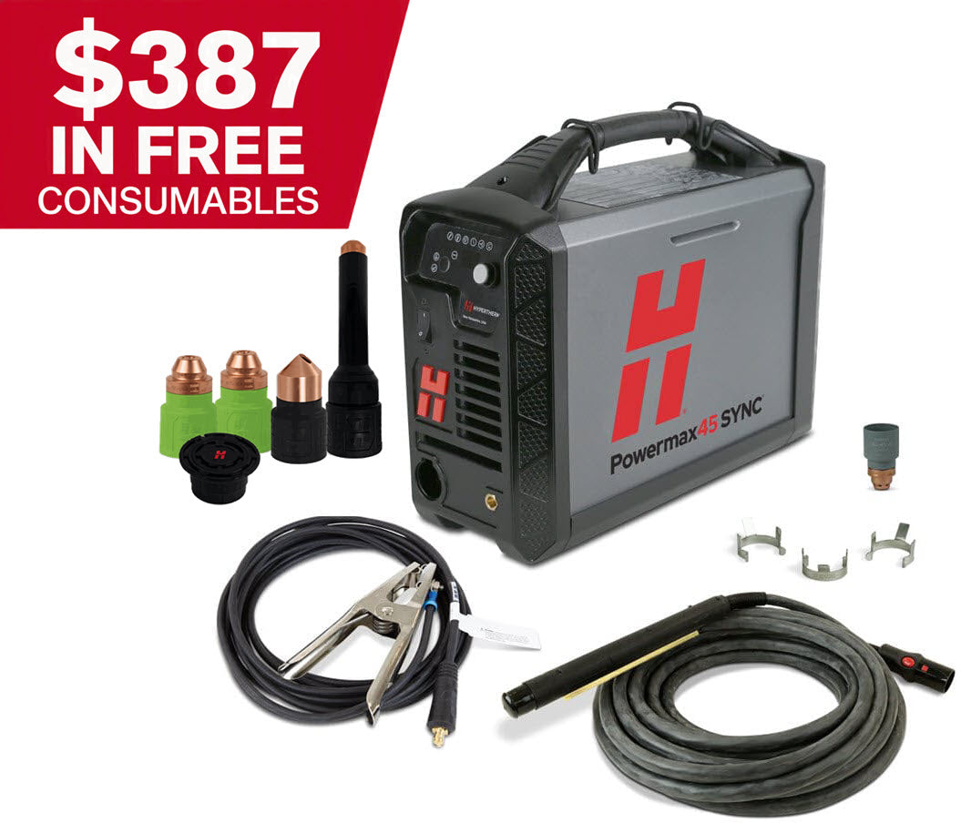 Hypertherm Powermax45 SYNC Plasma Cutter w/CPC, Serial Port & 180 Degree Torch