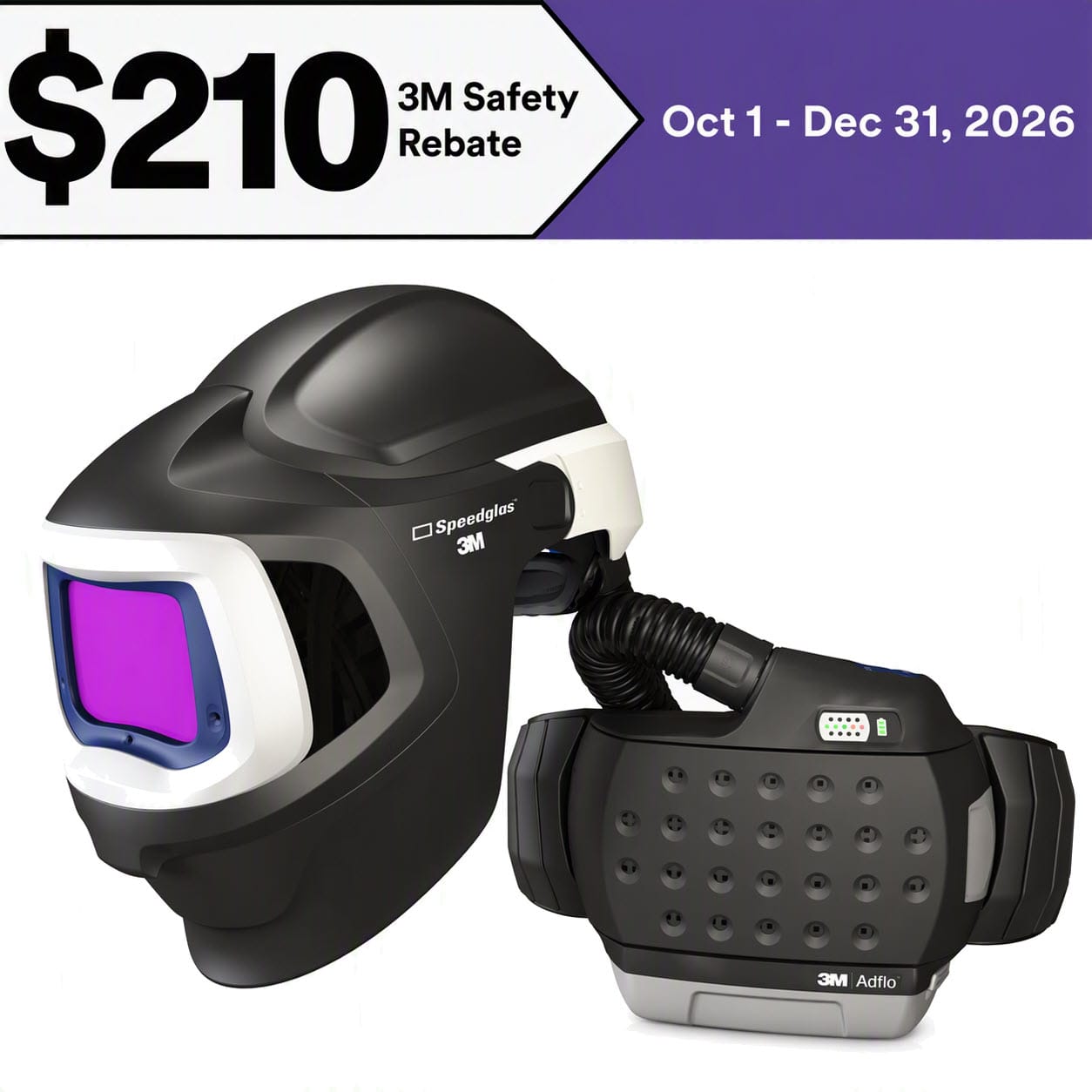 Speedglas Adflo PAPR with 9100 MP Welding Helmet & 9100 XXi ADF 37-1101-30iSW