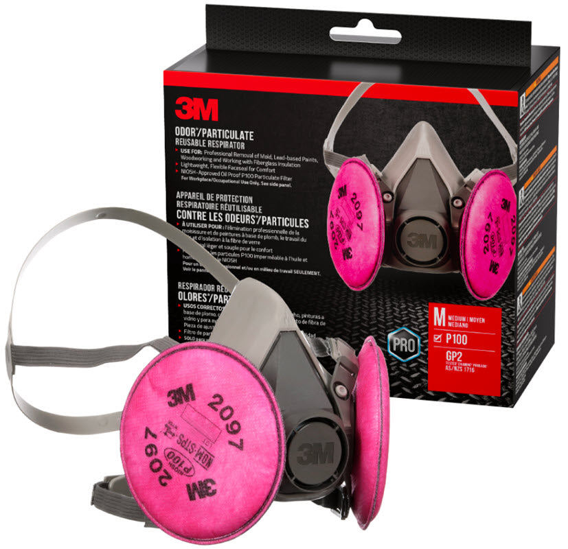 3M Odor/Particulate Reusable Respirator, P100, Size Medium 6297P1-DC