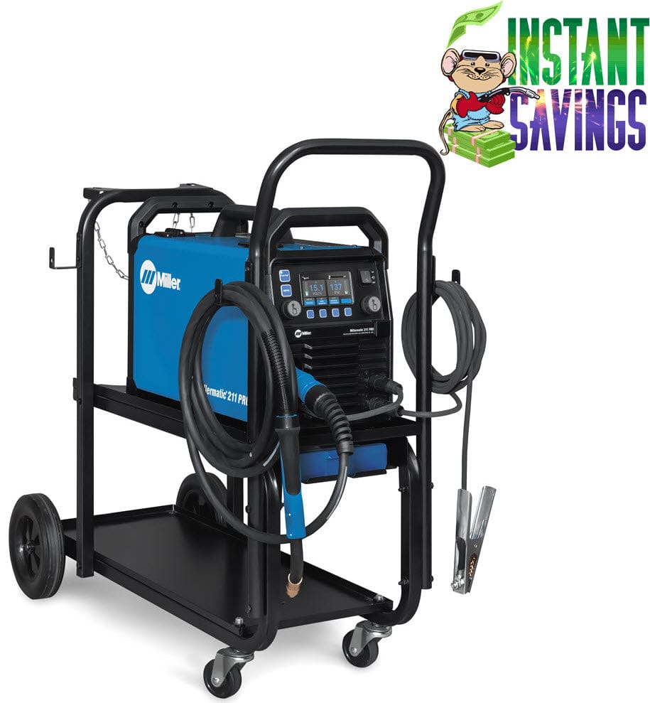 Miller Welders Millermatic 211 PRO MIG Welder with Running Gear/Cylinder Rack 951000073
