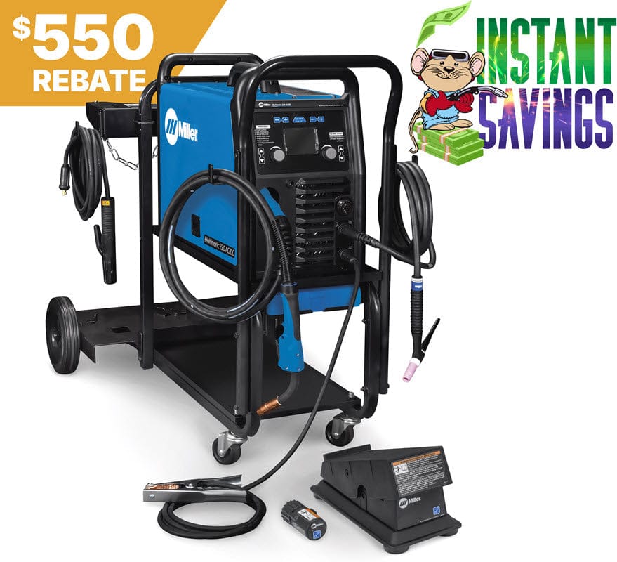 Miller Welders Miller Multimatic 220 AC/DC w/Dual Cylinder Cart & Wireless Foot Control 951000104