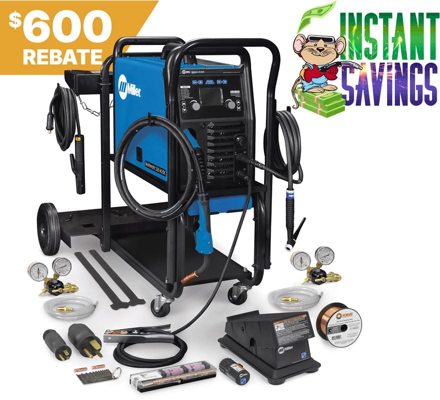 Miller Multimatic 220 AC/DC w/Dual Cylinder Cart & Wireless Foot Control 951000104