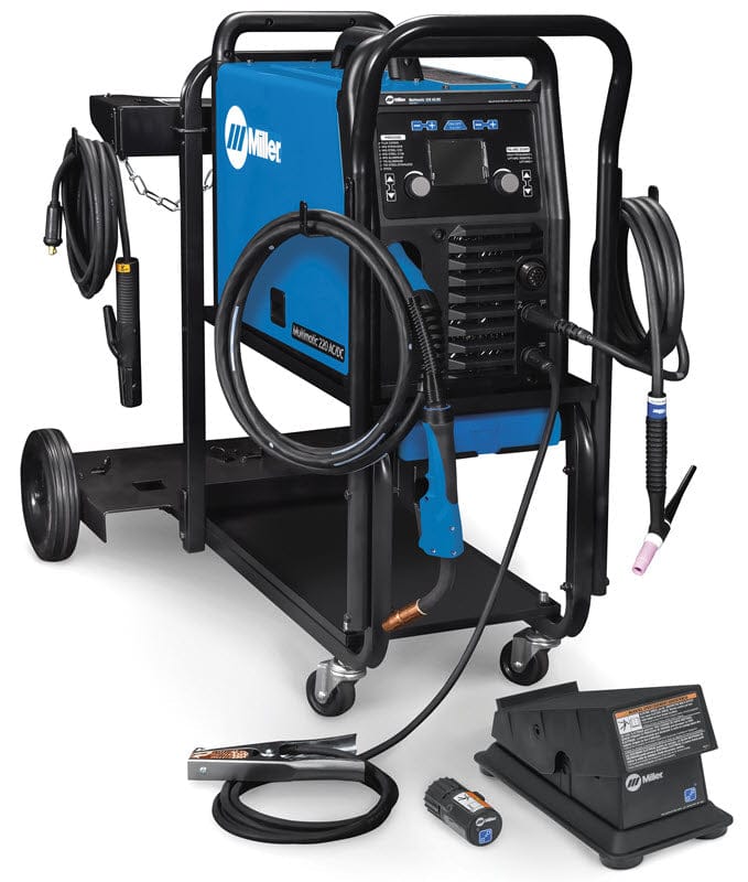 Miller Multimatic 220 AC/DC w/Dual Cylinder Cart & Wireless Foot Contr