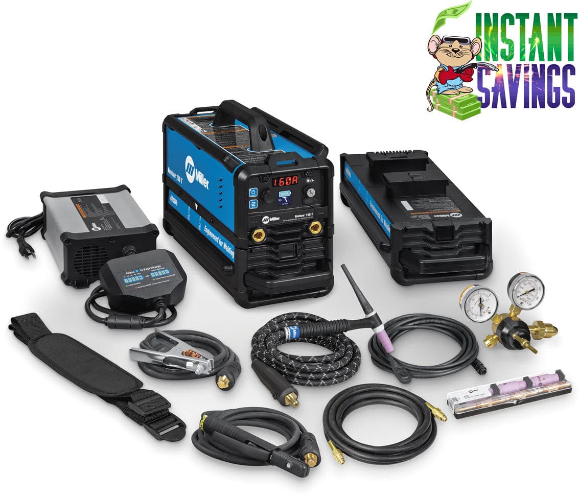 Miller Welders Miller Venture 150 T Battery Welder w/Two 400Wh Batteries, Charger  and TIG Kit 951000257