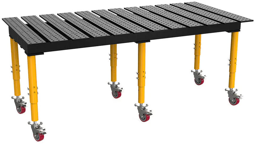 BUILDPRO MAX Slotted Welding Table 8' x 4' (Nitrided) w/Adjustable Legs & Casters TMQRC59446