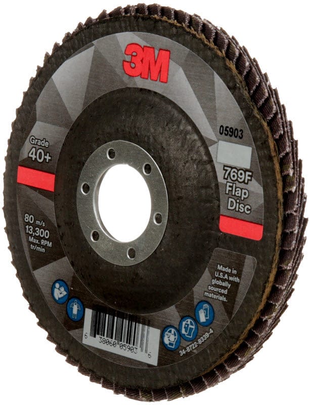 3M Abrasives 3M 769F Flap Disc 4 1/2" X 7/8" Type 27 Grade 40+ 05903