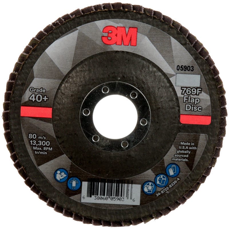 3M Abrasives 3M 769F Flap Disc 4 1/2" X 7/8" Type 27 Grade 40+ 05903
