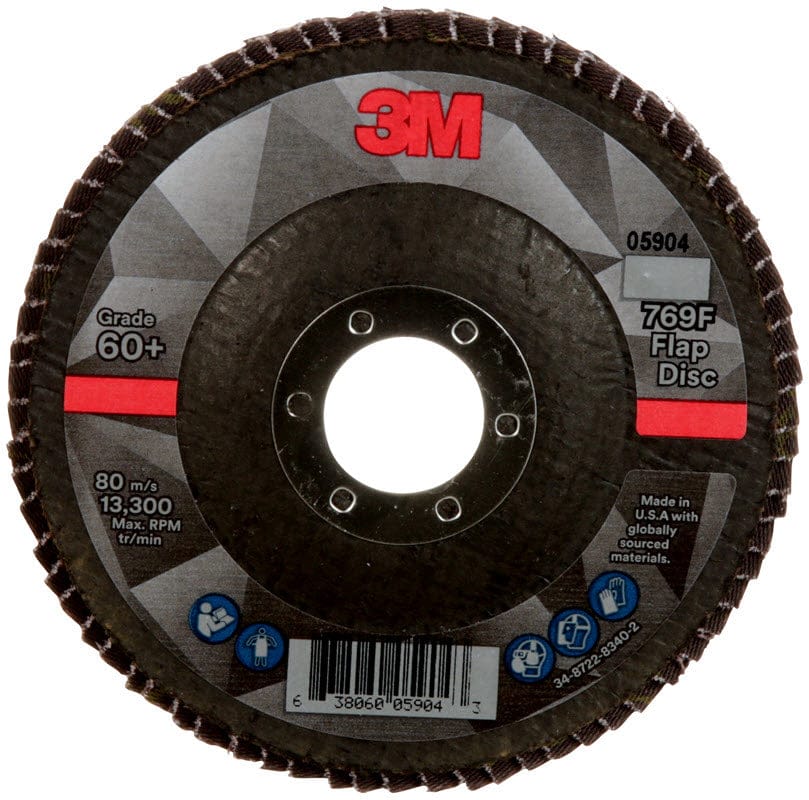3M Abrasives 3M 769F Flap Disc 4 1/2" X 7/8" Type 27 Grade 60+ 05904
