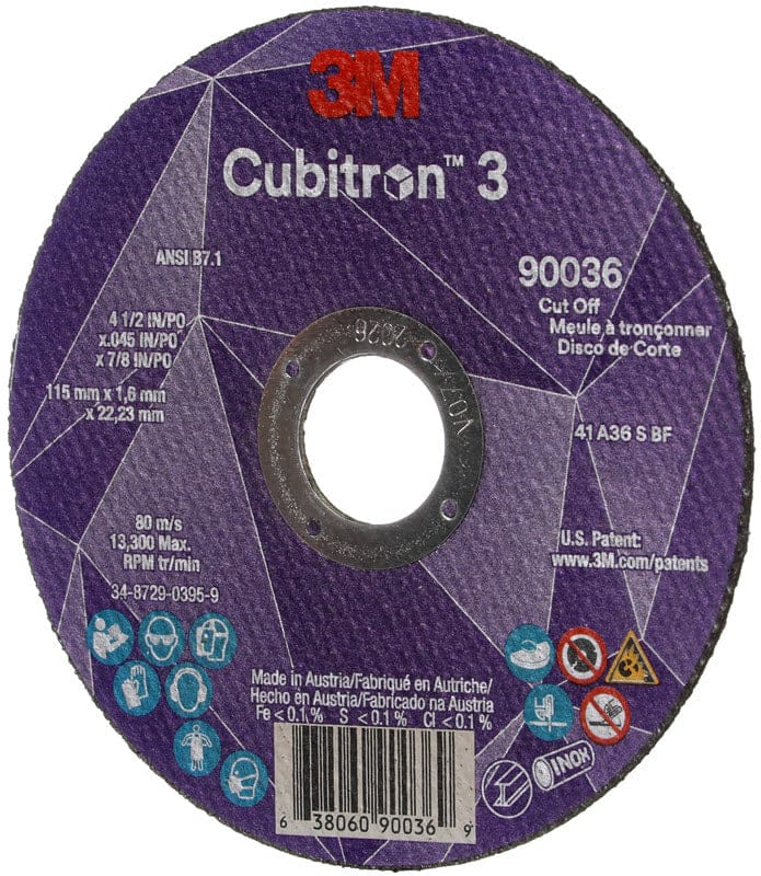 3M Abrasives 3M Cubitron 3 Cut-Off Wheel - 4 1/2" X .045" X 7/8" Type 1 90036