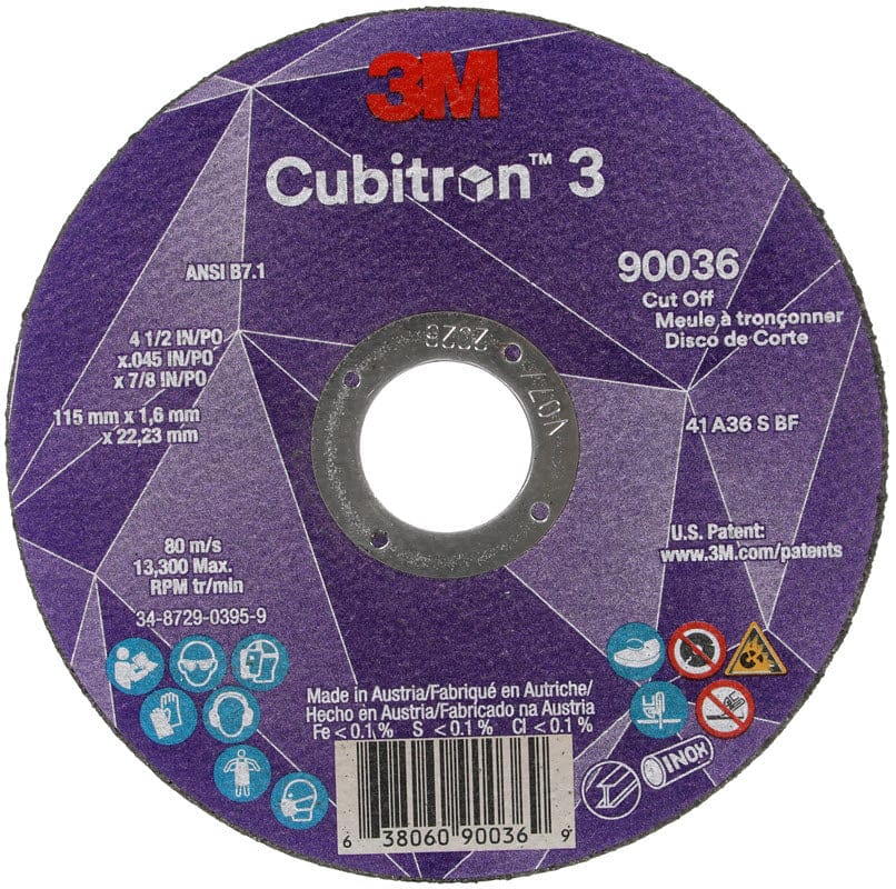 3M Abrasives 3M Cubitron 3 Cut-Off Wheel - 4 1/2" X .045" X 7/8" Type 1 90036