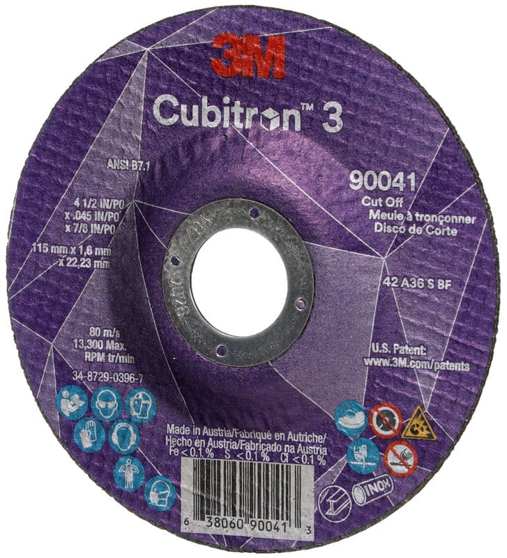 3M Abrasives 3M Cubitron 3 Depressed Center Cut-Off Wheel - 4 1/2" X .045" X 7/8" Type 27 90041