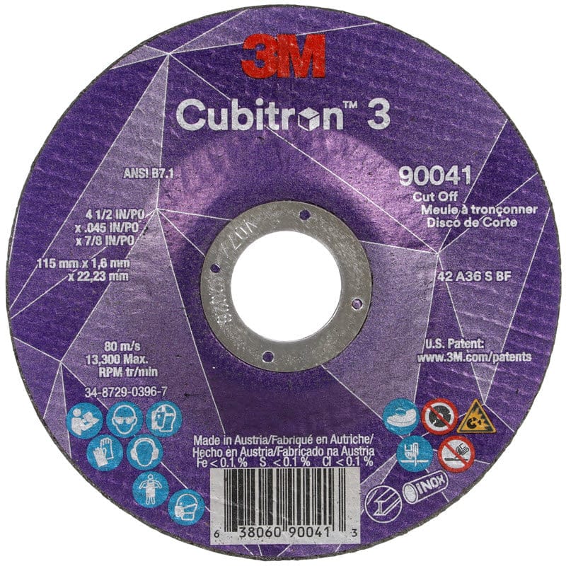 3M Abrasives 3M Cubitron 3 Depressed Center Cut-Off Wheel - 4 1/2" X .045" X 7/8" Type 27 90041