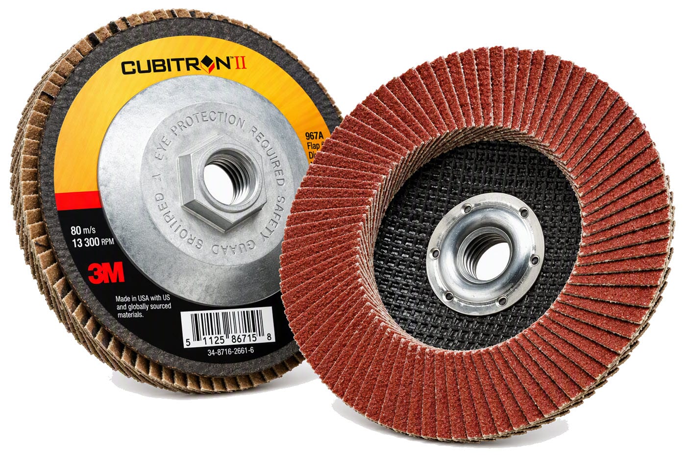 3M Cubitron II Flap Disc 967A 4 1/2" Type 27 Grade 60+ with Hub 55603