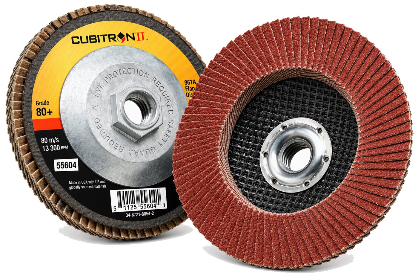 3M Cubitron II Flap Disc 967A 4 1/2" Type 27 Grade 80+ with Hub 55604