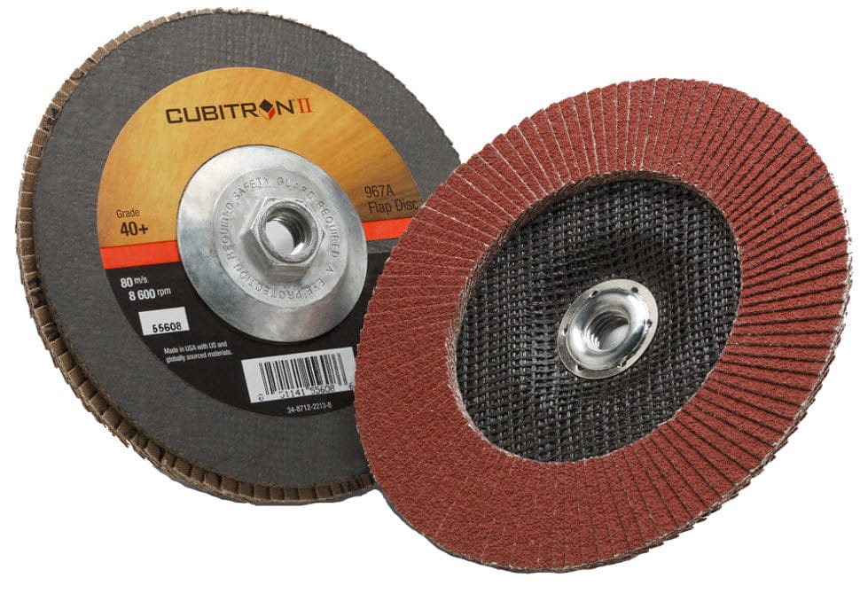 3M Abrasives 3M Cubitron II Flap Disc 967A 7" Type 27 Grade 40+ with Hub 55608