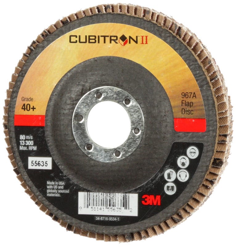 3M Abrasives 3M Cubitron II Giant Flap Disc 967A 4 1/2" Type 27 Grade 40+ 55635