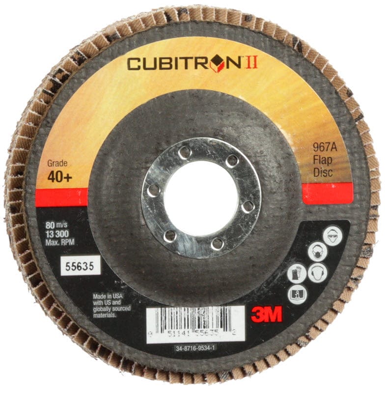 3M Abrasives 3M Cubitron II Giant Flap Disc 967A 4 1/2" Type 27 Grade 40+ 55635