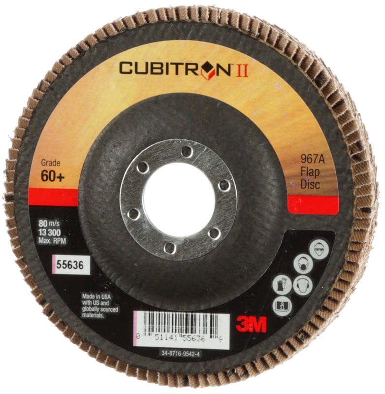 3M Abrasives 3M Cubitron II Giant Flap Disc 967A 4 1/2" Type 27 Grade 60+ 55636