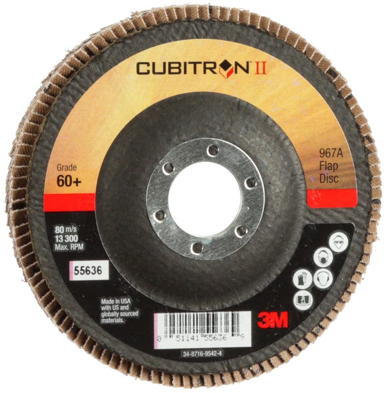 3M Abrasives 3M Cubitron II Giant Flap Disc 967A 4 1/2" Type 27 Grade 60+ 55636